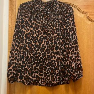 JCREW leopard crinkle chiffon top